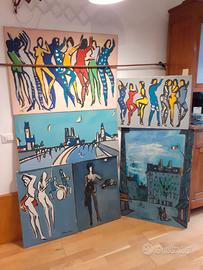 6 dipinti firmati Giovanni Antoci acrilico tela