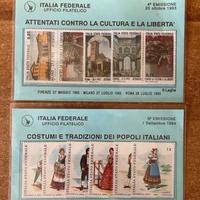 2 set di francobolli  1993/1994 lega nord origini