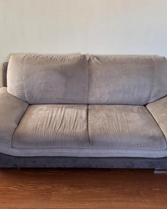 Divano 2 Posti in Pelle Artificiale Grigio