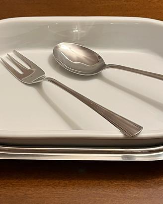 Pirofila ovale da portata con vassoio in acciaio