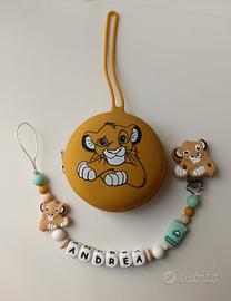 Set catenella e porta ciuccio in silicone 