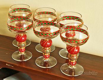 Bicchieri calici Nagel vetro soffiato e dipinto a