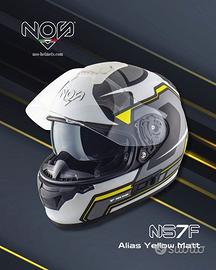 CASCO INTEGRALE MOTO NOS NS7F BIANCO GIALLO OPACO 