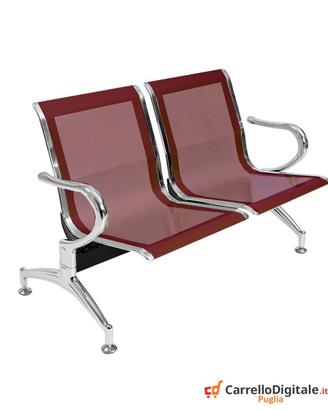 Panca per sala attesa 2 posti in acciaio Rosso