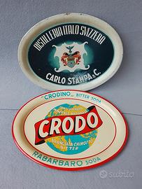 2 vassoi anni 50 in metallo pubblicitari