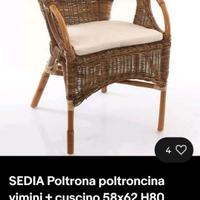 2 Poltrone in midollino con cuscino .