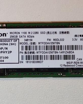Micron 1100 M2 M.2 2280 Sata SSD 256 GB