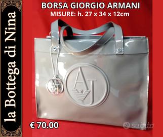 Borsa Armani Jeans in vernice argentata