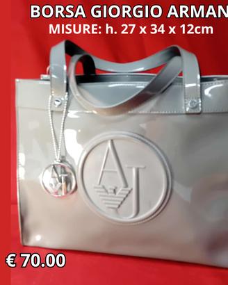 Borsa Armani Jeans in vernice argentata