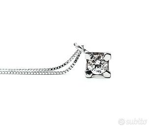 Collana punto luce tornito Diamante Oro Bianco18kt