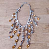 COLLANA VETRI ARANCIONE E BIANCO ALTEZZA CM. 34