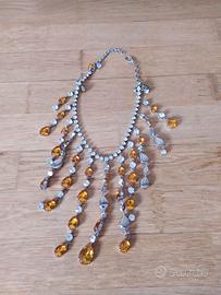 COLLANA VETRI ARANCIONE E BIANCO ALTEZZA CM. 34