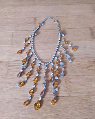 COLLANA VETRI ARANCIONE E BIANCO ALTEZZA CM. 34