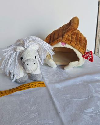 Peluche Cavallo con Casetta Lelly - Cheval avec Ma