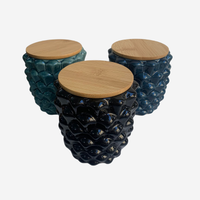 Set 3 barattoli in ceramica con tappo in legno