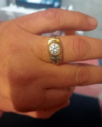 anello uomo oro giallo e bianco  9kt