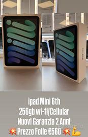 ipad Mini 6th 256gb wi-fi/Cellular nuovo