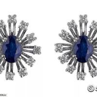ORECCHINI ORO 18kt. CON DIAMANTI E ZAFFIRI BLU