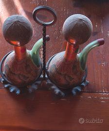 Set vintage bottiglie aceto ed olio