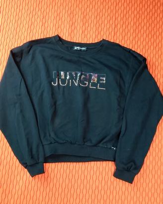 Felpa Nera Hangar93 "Jungle" con Paillettes e Stra