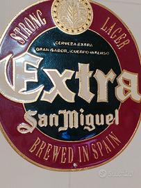targa vintage birra  Extra San Miguel in ottone 