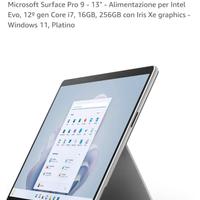 Microsoft Surface pro 9 + Microsoft Pen nera + doc