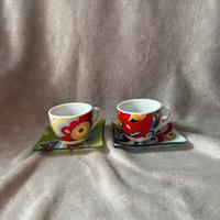 2 tazzine da caffè + 2 piattini quadeati maison V