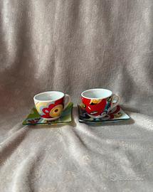 2 tazzine da caffè + 2 piattini quadeati maison V