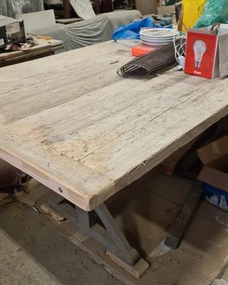 tavolo rettangolare grande in legno antico 