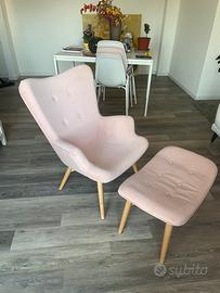 Poltrona in velluto rosa