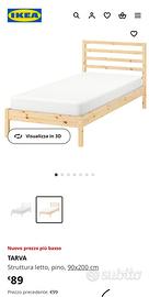 Letto singolo Ikea Tarva 90x200 con rete a doghe