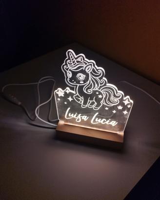 Lampada personalizzata unicorno nomi Luisa Lucia