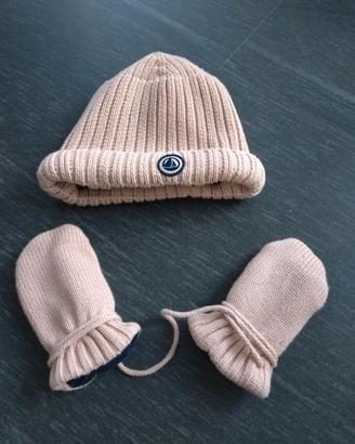 Set Petit Bateau cuffia e muffole rosa 12-18 mesi