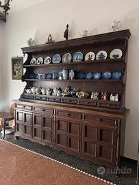 Piattaia/credenza con alzata in legno massello