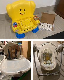 Dondolo motorizzato+alzatina risorante+sedia gioco