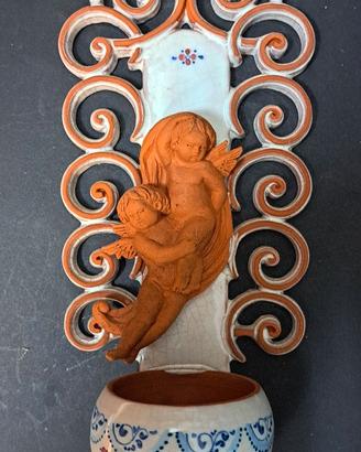 Acquasantiera in ceramica angioletti 10 x 28 circa