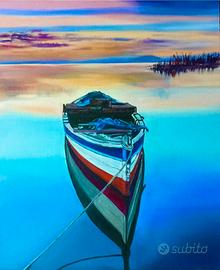 Quadro barca ,dipino a olio su tela 38 x 46cm