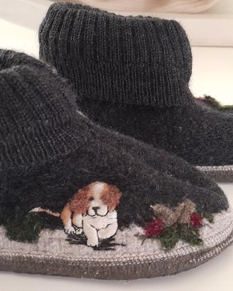 Bellissime pantofole in lana cotta come nuove