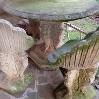 SET TAVOLO + 4 SEDIE DA GIARDINO (cemento intarsi)