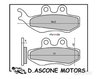 PASTIGLIE FRENO RMS ORGANICHE PIAGGIO HEXAGON LX 1