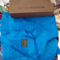  Scialle Louis Vuitton Blu Seta e Lana – Con Scato
