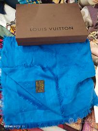  Scialle Louis Vuitton Blu Seta e Lana – Con Scato