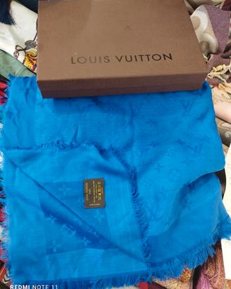  Scialle Louis Vuitton Blu Seta e Lana – Con Scato