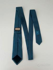 cravatta Gucci originale in seta monogram GG blu