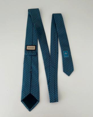 cravatta Gucci originale in seta monogram GG blu