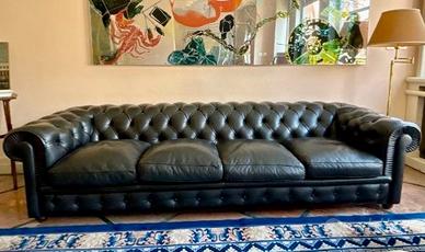 Divano 4 posti chester Poltrona Frau pelle nera