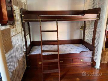 Letto a castello in mogano, stile marina