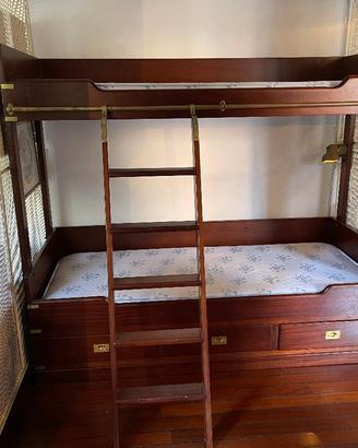 Letto a castello in mogano, stile marina