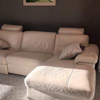 divano vera pelle bianco 4 posti chaise longue