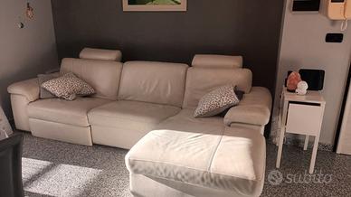 divano vera pelle bianco 4 posti chaise longue